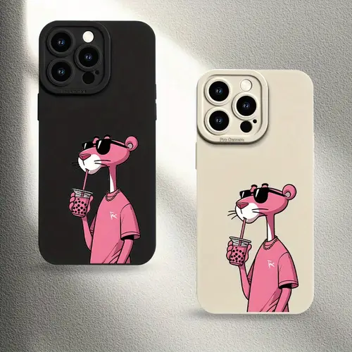 leopard drinking milk tea pattern uv printing phone cover 360 degree full protection for iphone 11 12 13 14 pro max 15 16 xr x xs 7 8 plus se mini for smartphone best gift birthday gift