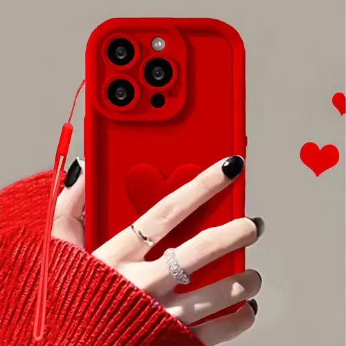 big   heart mobile phone case with bracelet mobile phone protective case 3in 1 mobile phone shell anti fall mobile phone case suitable for iphone 16 15 14   11   